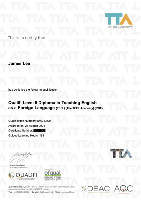 TEFL Level 5 Certification